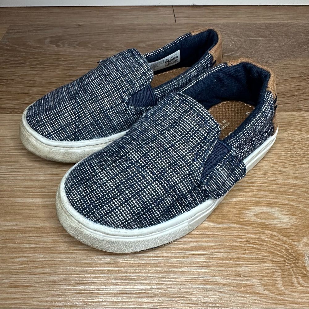 Toms Toddler Size 7 Luca Blue Heathered Slip On Sneakers - Picture 3 of 10